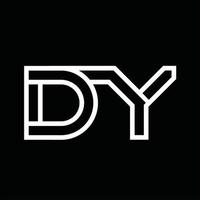 dy logo monogramma con linea stile negativo spazio vettore