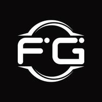 fg logo monogramma con cerchio arrotondato fetta forma design modello vettore