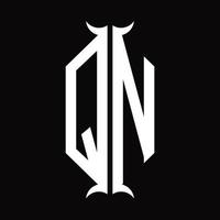 qn logo monogramma con corno forma design modello vettore