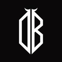 db logo monogramma con corno forma isolato nero e bianca design modello vettore