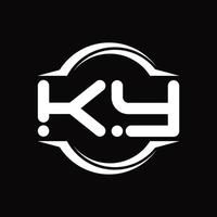 ky logo monogramma con cerchio arrotondato fetta forma design modello vettore