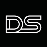 ds logo monogramma con linea stile negativo spazio vettore