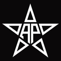 ap logo monogramma con stella forma design modello vettore