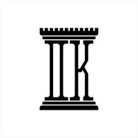 dk logo monogramma con pilastro forma design modello vettore