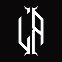 lr logo monogramma con corno forma design modello vettore