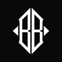 bb logo monogramma con scudo forma isolato design modello vettore