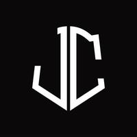 jc logo monogramma con scudo forma nastro design modello vettore