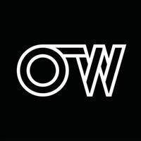 ow logo monogramma con linea stile negativo spazio vettore
