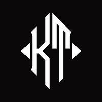 kt logo monogramma con scudo forma isolato design modello vettore