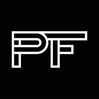 pf logo monogramma con linea stile negativo spazio vettore