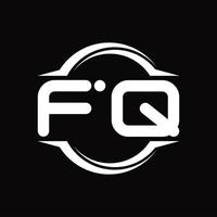 fq logo monogramma con cerchio arrotondato fetta forma design modello vettore