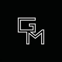 gm logo monogramma con linea stile design modello vettore