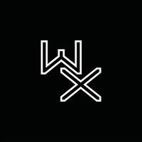 wx logo monogramma con linea stile design modello vettore