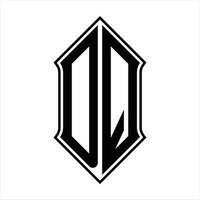 dq logo monogramma con forma di scudo e schema design modello vettore icona astratto