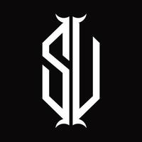 su logo monogramma con corno forma design modello vettore