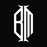bm logo monogramma con corno forma design modello vettore