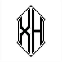 xh logo monogramma con forma di scudo e schema design modello vettore icona astratto