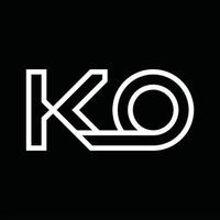 ko logo monogramma con linea stile negativo spazio vettore