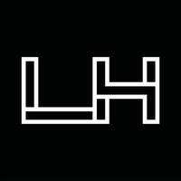 lh logo monogramma con linea stile negativo spazio vettore