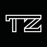 tz logo monogramma con linea stile negativo spazio vettore