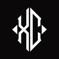 xc logo monogramma con scudo forma isolato design modello vettore