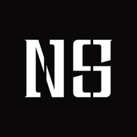 ns logo monogramma con mezzo fetta design modello vettore