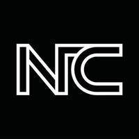 nc logo monogramma con linea stile negativo spazio vettore