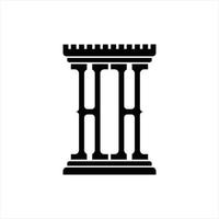 hh logo monogramma con pilastro forma design modello vettore