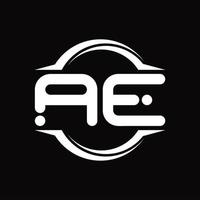 ae logo monogramma con cerchio arrotondato fetta forma design modello vettore