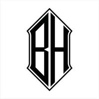 bh logo monogramma con forma di scudo e schema design modello vettore icona astratto