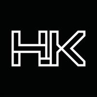 HK logo monogramma con linea stile negativo spazio vettore