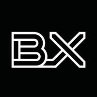 bx logo monogramma con linea stile negativo spazio vettore