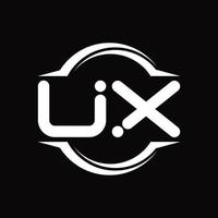 UX logo monogramma con cerchio arrotondato fetta forma design modello vettore