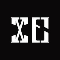 xe logo monogramma con mezzo fetta design modello vettore