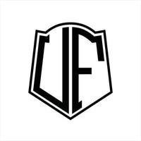 uf logo monogramma con scudo forma schema design modello vettore