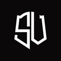sv logo monogramma con scudo forma nastro design modello vettore
