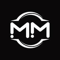 mm logo monogramma con cerchio arrotondato fetta forma design modello vettore