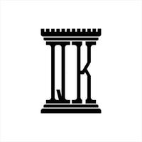 qk logo monogramma con pilastro forma design modello vettore