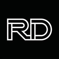 rd logo monogramma con linea stile negativo spazio vettore