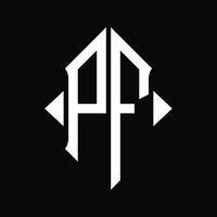 pf logo monogramma con scudo forma isolato design modello vettore