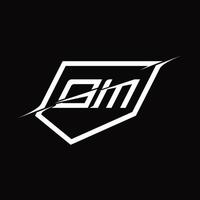 gm logo monogramma lettera con scudo e fetta stile design vettore