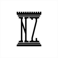 nz logo monogramma con pilastro forma design modello vettore