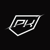 pk logo monogramma lettera con scudo e fetta stile design vettore
