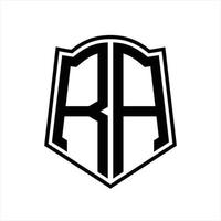 RA logo monogramma con scudo forma schema design modello vettore