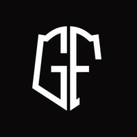 gf logo monogramma con scudo forma nastro design modello vettore