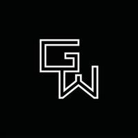 gw logo monogramma con linea stile design modello vettore