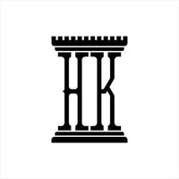 HK logo monogramma con pilastro forma design modello vettore