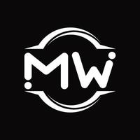 mw logo monogramma con cerchio arrotondato fetta forma design modello vettore