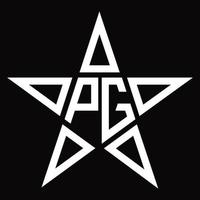 pg logo monogramma con stella forma design modello vettore