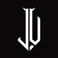 jv logo monogramma con corno forma isolato nero e bianca design modello vettore